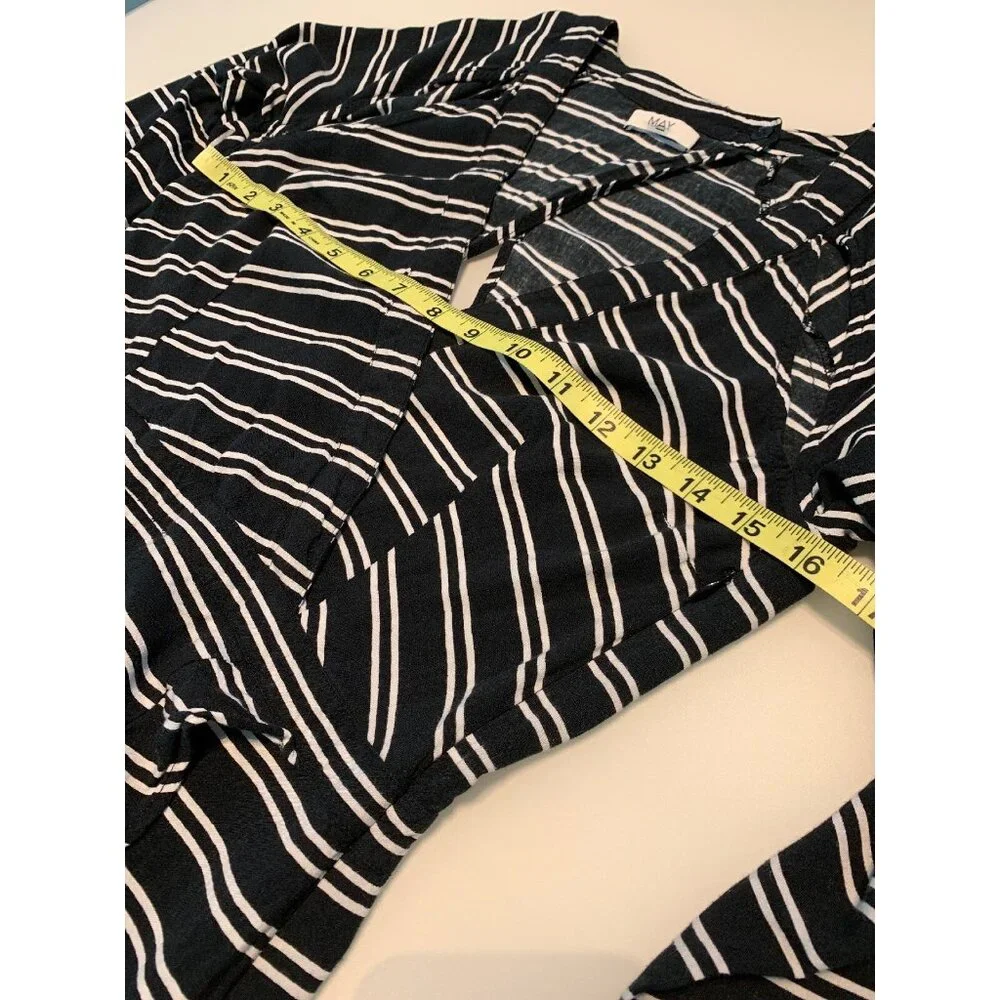 May Women Dress 10 Stripes Long Sleeves High Low Black White. - Picture 10 of 12